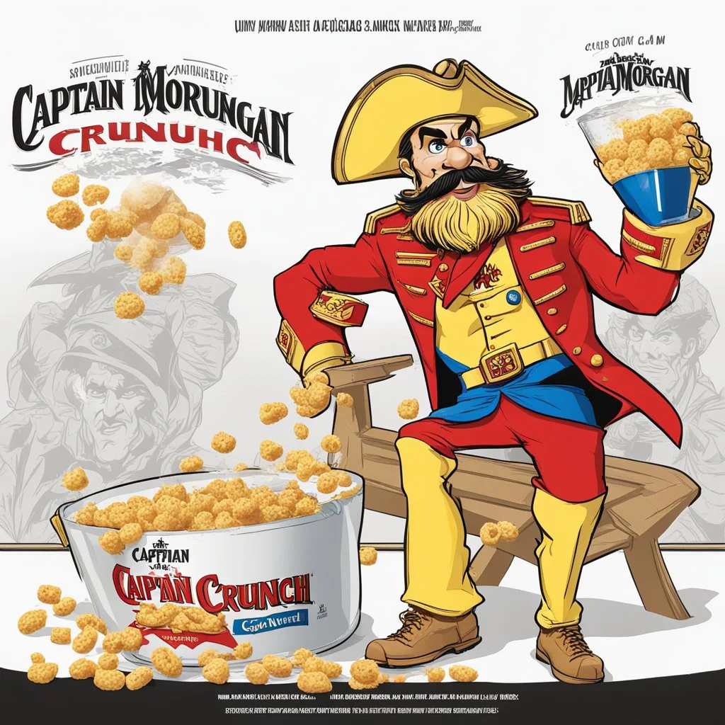 combine Captain Morgan and Captain Crunch on a white background