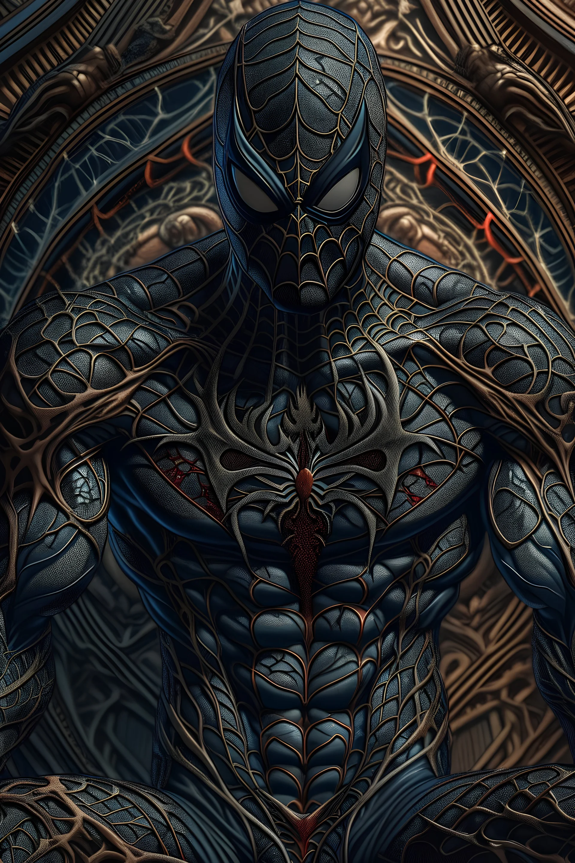 Fhoto full body, reality, Raw, batman as spiderman, digital art, intricate details, powerful composition, captivating, , trending on artstation, sharp focus, studio photo, intricate details, highly detailed, by addie_digi