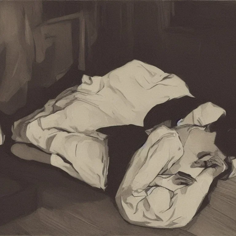 depressed woman typing at a smartphone laying on the floor of a dark bedroom by almeida junior