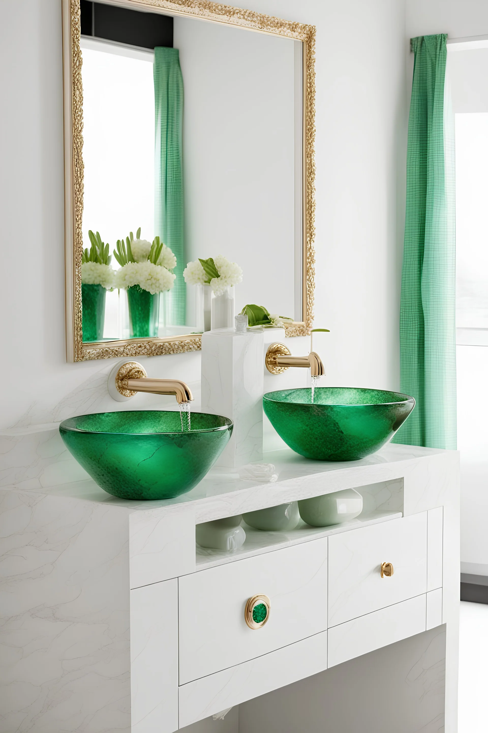 Sink decorate with emeralds