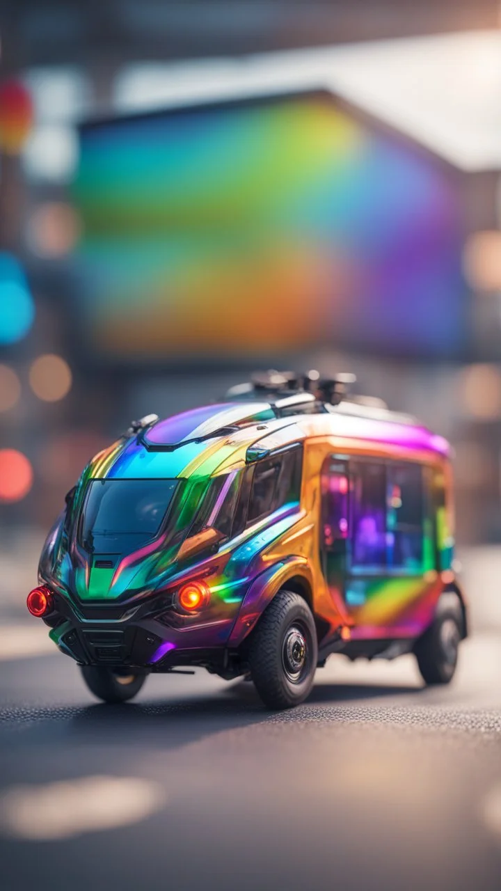 pride rainbow colored predator on a drone bus,bokeh like f/0.8, tilt-shift lens 8k, high detail, smooth render, down-light, unreal engine, prize winning