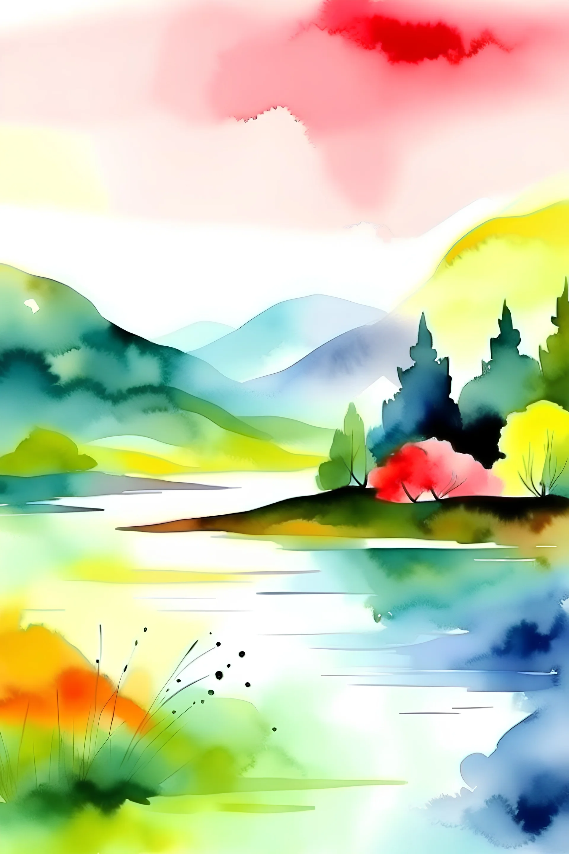 abstract relax landscape watercolor painted