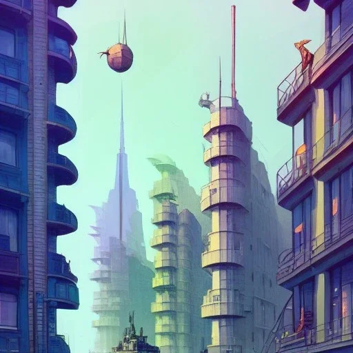 Harbour+interwarmodernism architecture+artdeco new york+detailed facades+Book illustration by Gediminas Pranckevičius, Jean Baptiste Monge, Brian Kesinger, Anton fadeev, strong lines, high contrast vibrant colors, highly detailed, 16k resolution, trending on behance""