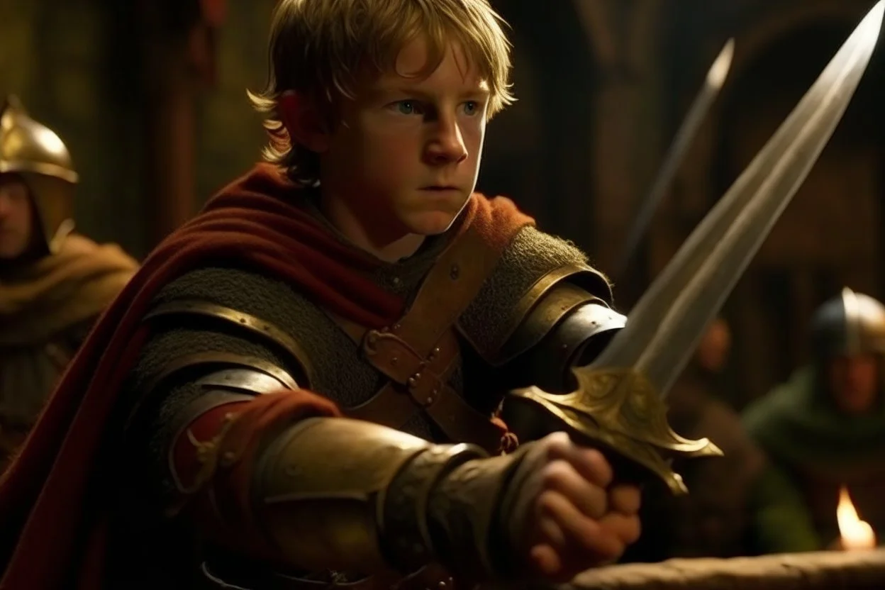 Arthur holding the sword