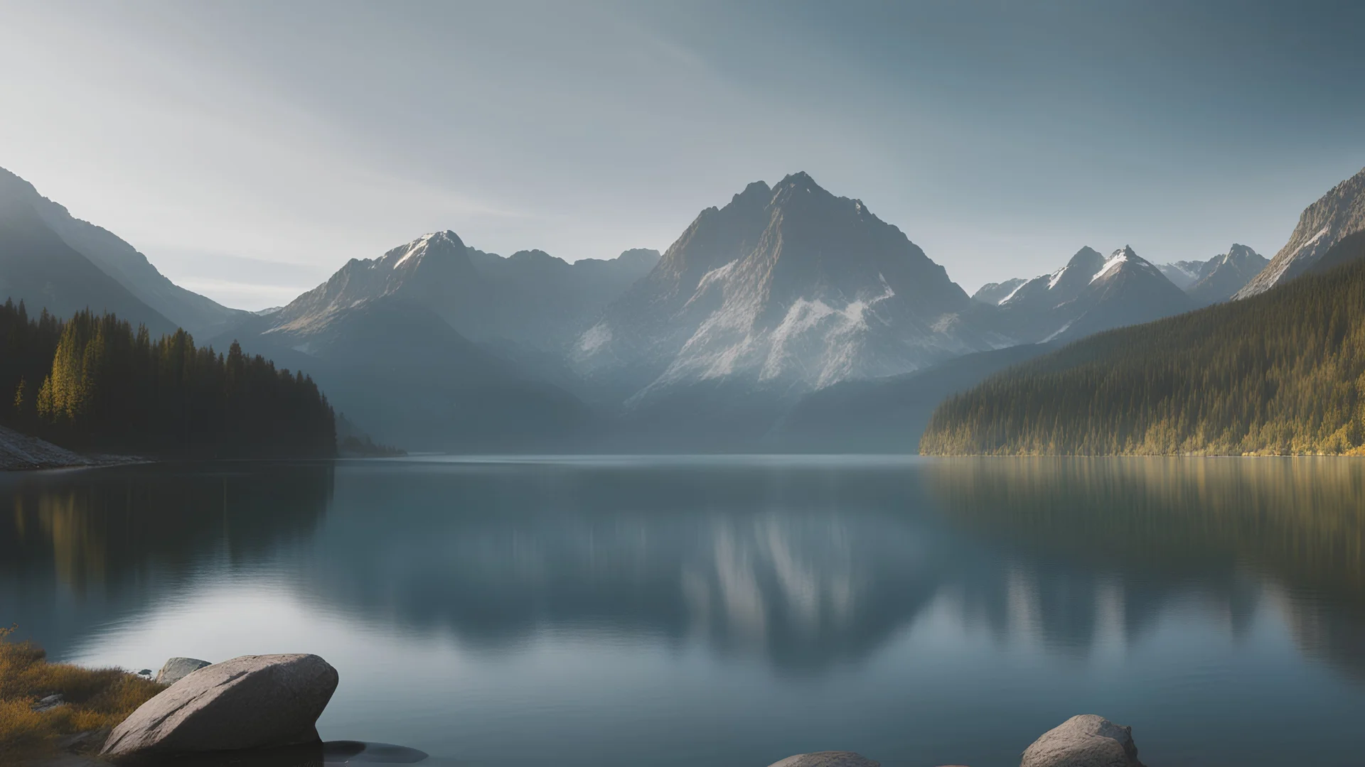 Scenic view of lake and mountains against sky, 4K