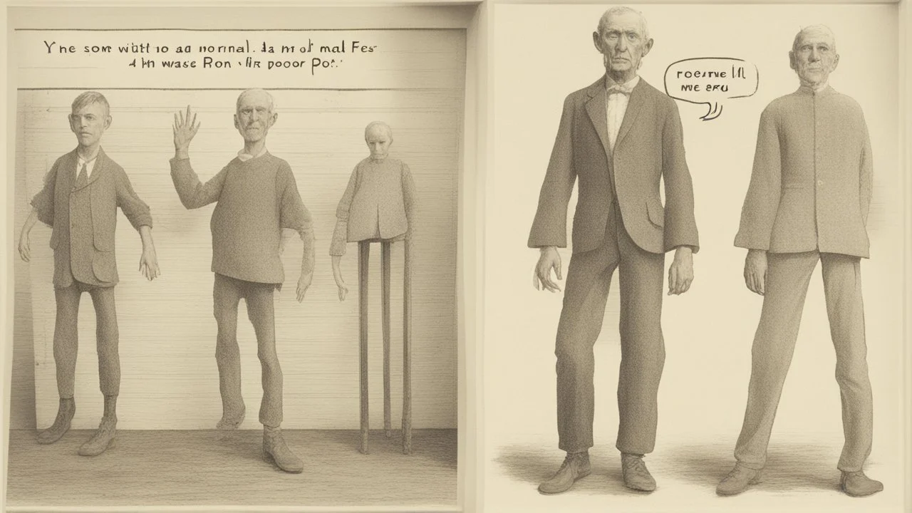 شخص جسمه عادي ووجه طولي ووضاصح عليه انو مسكين