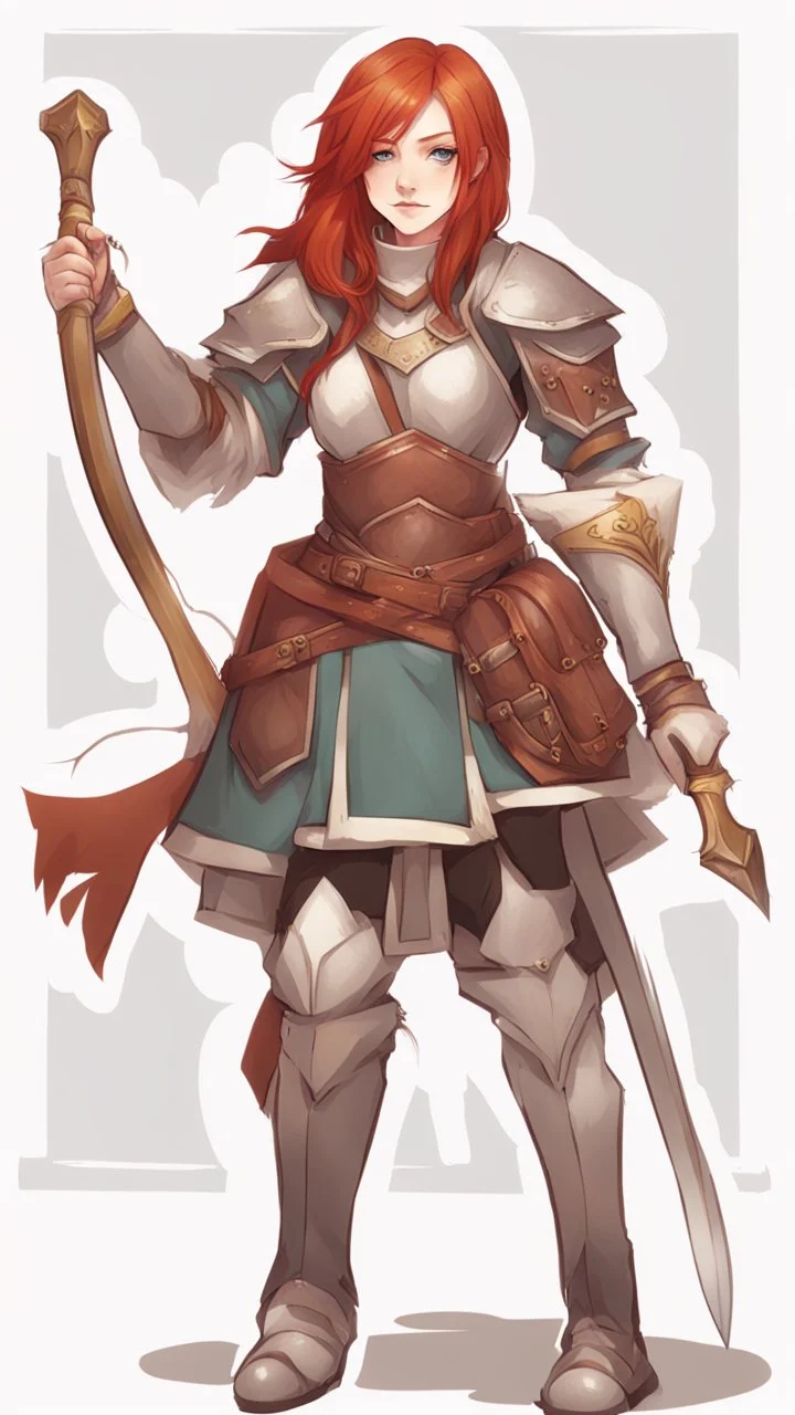 Teenaged Female Red haired kitsune paladin/bard