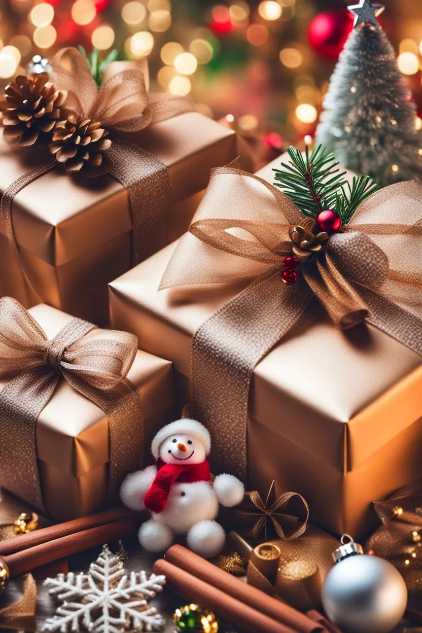 christmas gift boxes, random blur background