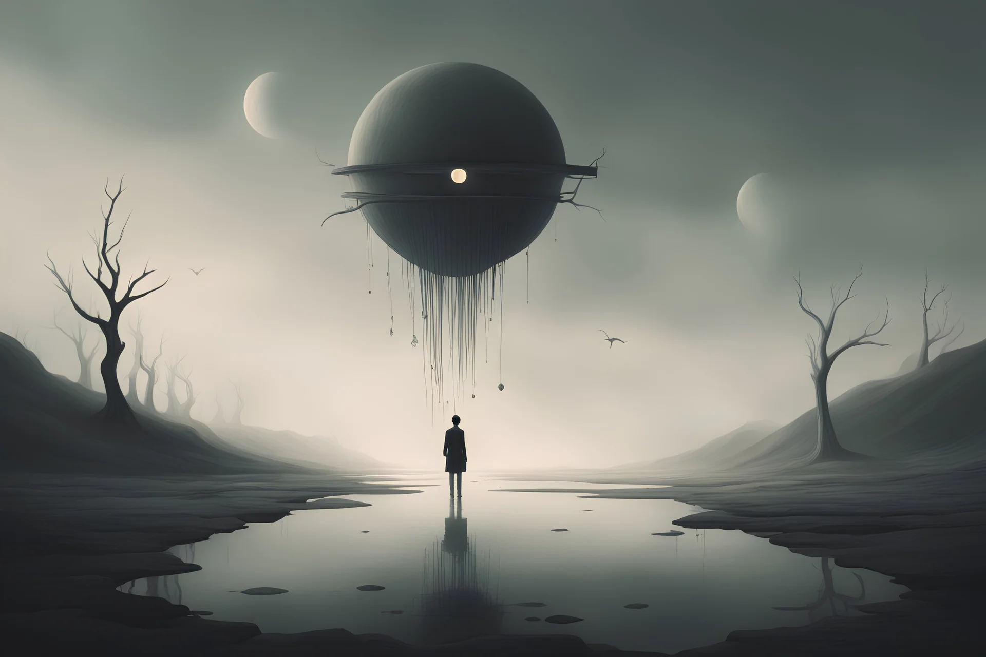 surrealist minimalist, eerie, atmospheric, neo-surrealism, concept art