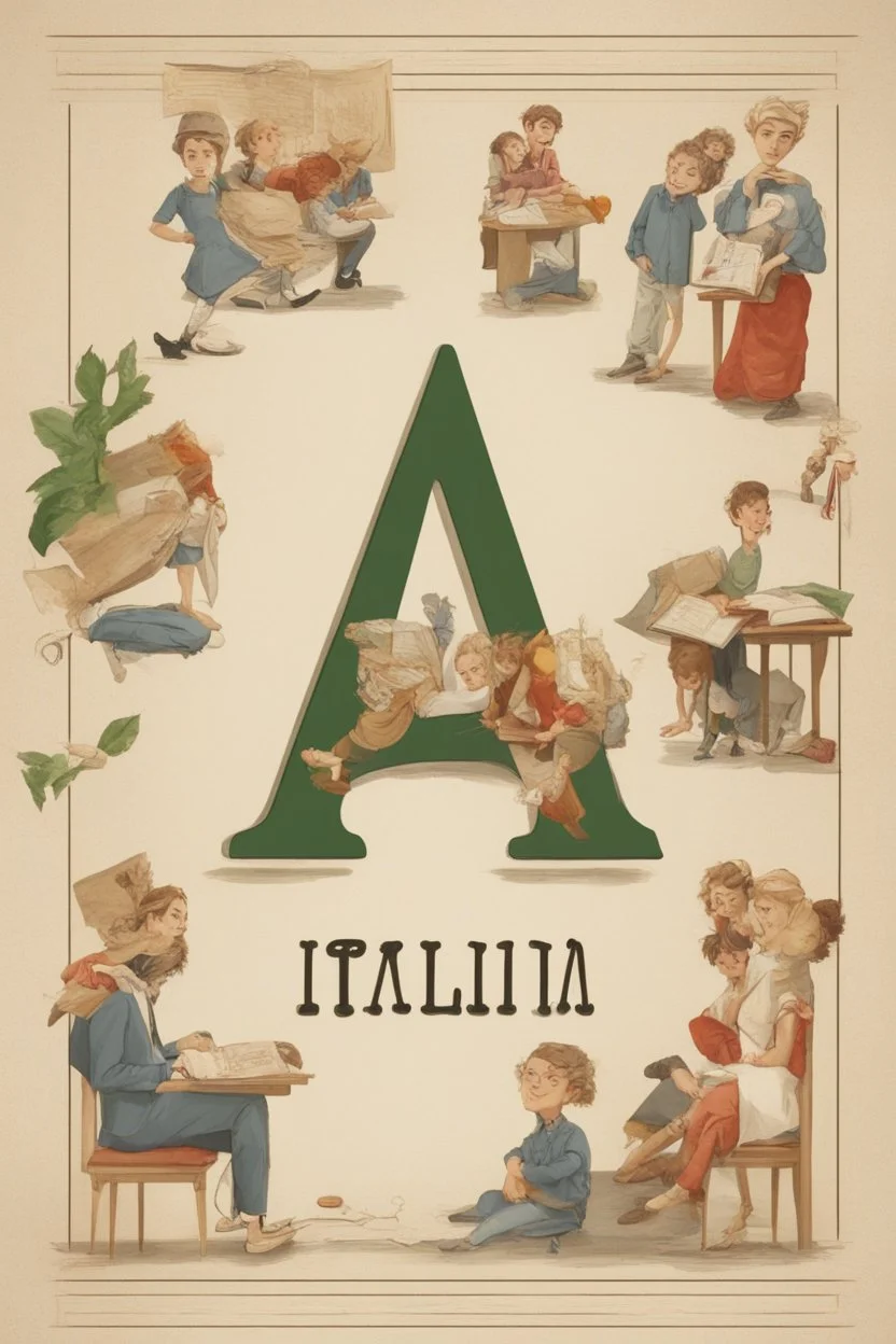 Imparare l'italiano. Gli studenti imparano la lingua sullo sfondo dell'alfabeto italiano