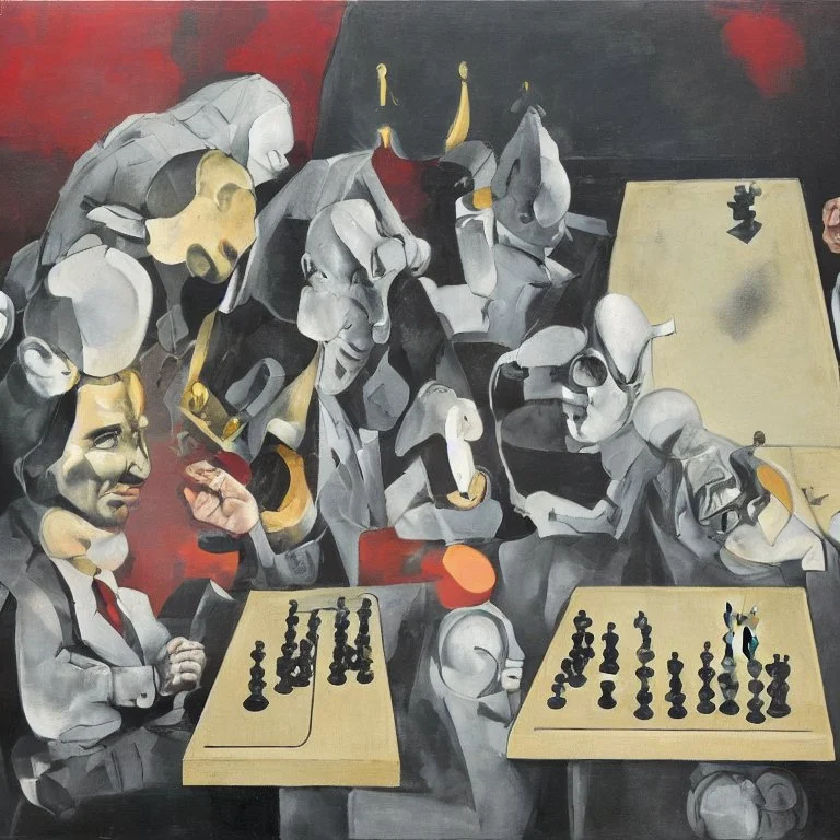 Complex Surgical Instruments,Putin,President Xi jinping,Joe Biden Play Chess with a Newborn Boy,black background,surrealism,minimalism,Painting By Adrian Ghenie,Michelangelo,Rene Magritte,Lucian Freud,Salvador Dali,Pablo Picasso