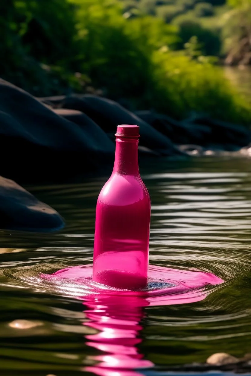 Botol warna pink hanyut di sungai