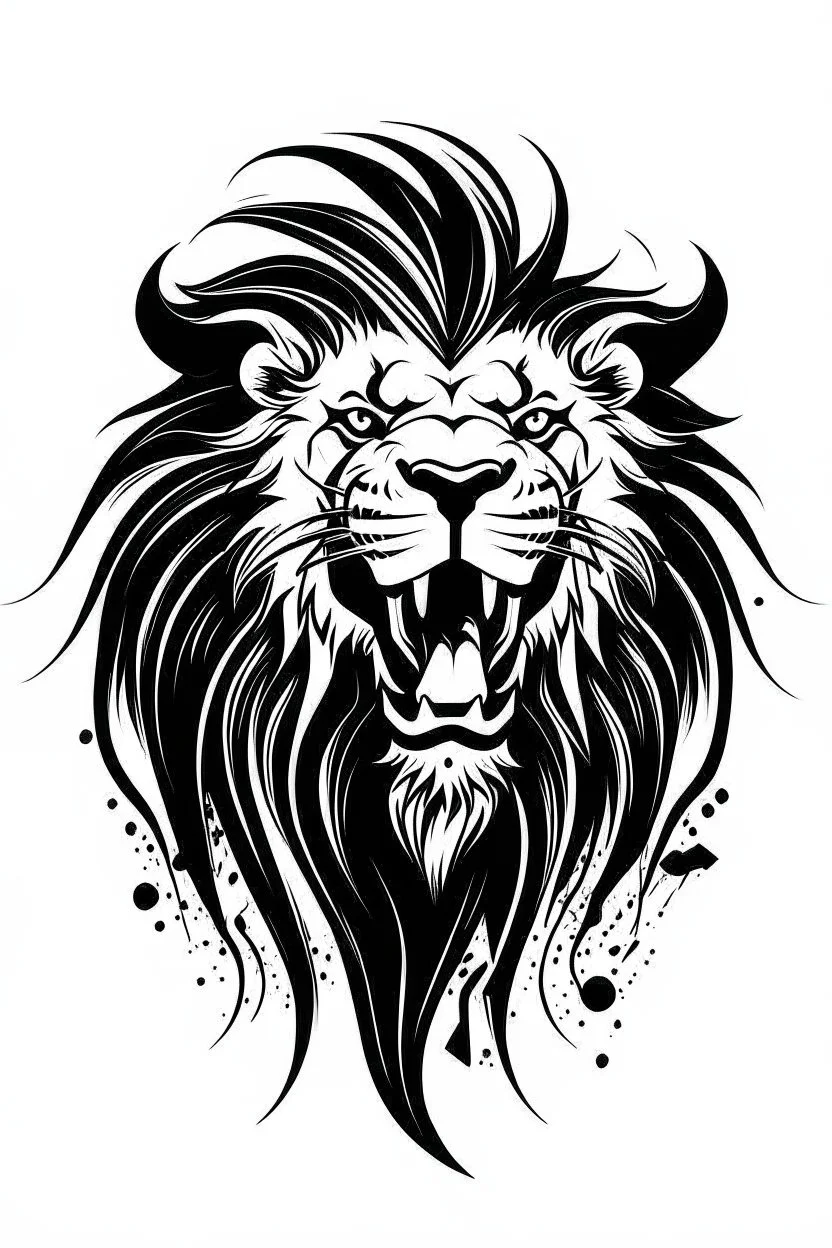 roaring luminous lion ink logo, white background