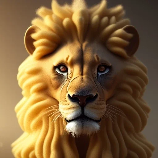 Portrait of cute lion, Fantasy art, yellow clothes, octane render