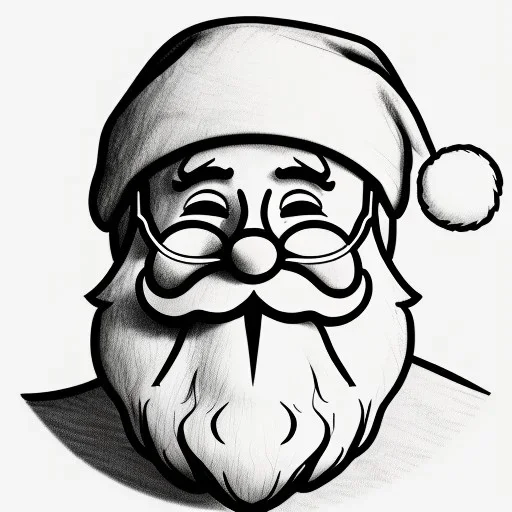 Line drawing of Santa clause on sketch paper,Bill Bell, smiling, portrait,