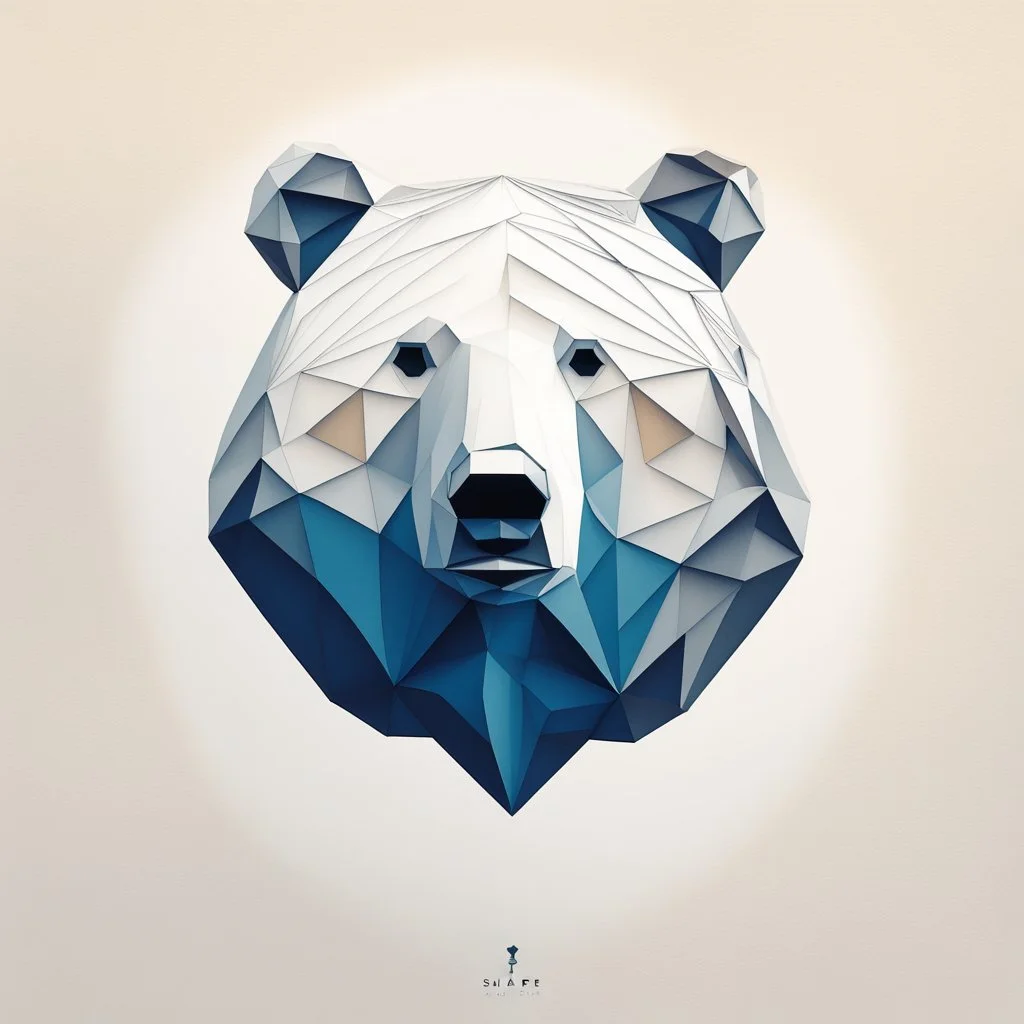 shape of a bear, low poly 2D letterpress style, minimalistic high contrast pencil art