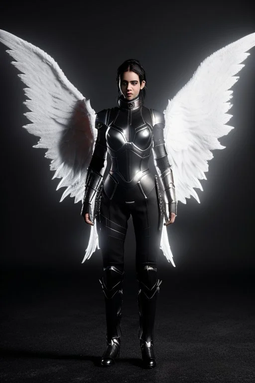 angel, demon, angel demon hybrid, half angel, half demon, black angel wings, white demon wings, black and white, balance, horns, armor, noble clothes, black and white armor, black and white clothes