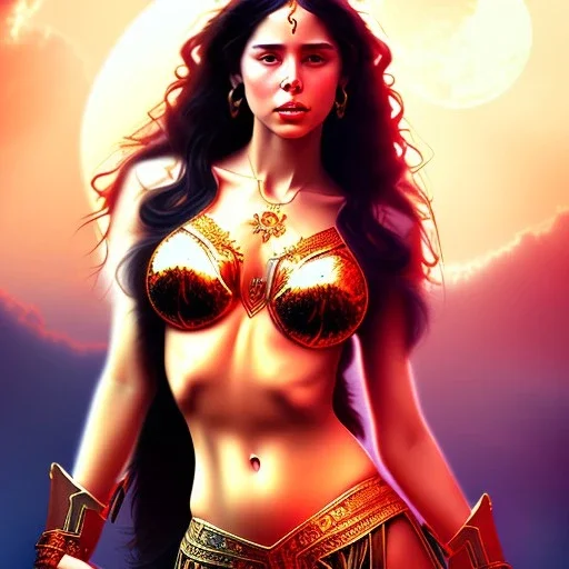 Epic full body picture portrait of busty atletic young beautiful Dejah Thoris Frank Frazetta styles