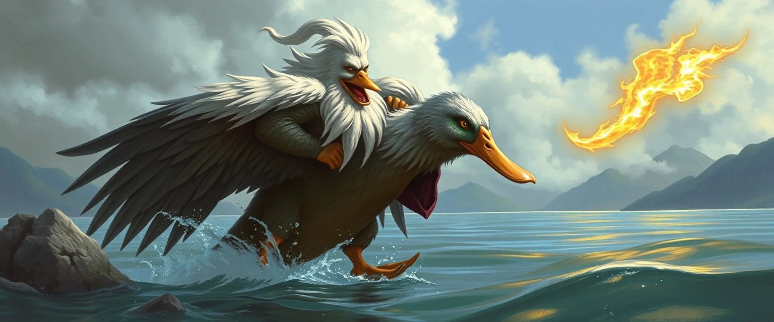 duck gandalf looks beyond really powerful, fantasy illustration