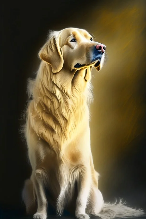 retriever dog , light background, in the style of degas