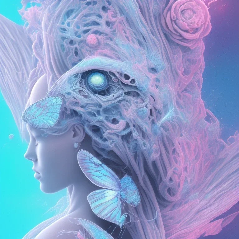 pastel colors, future art , blue, pink, white, butterfly