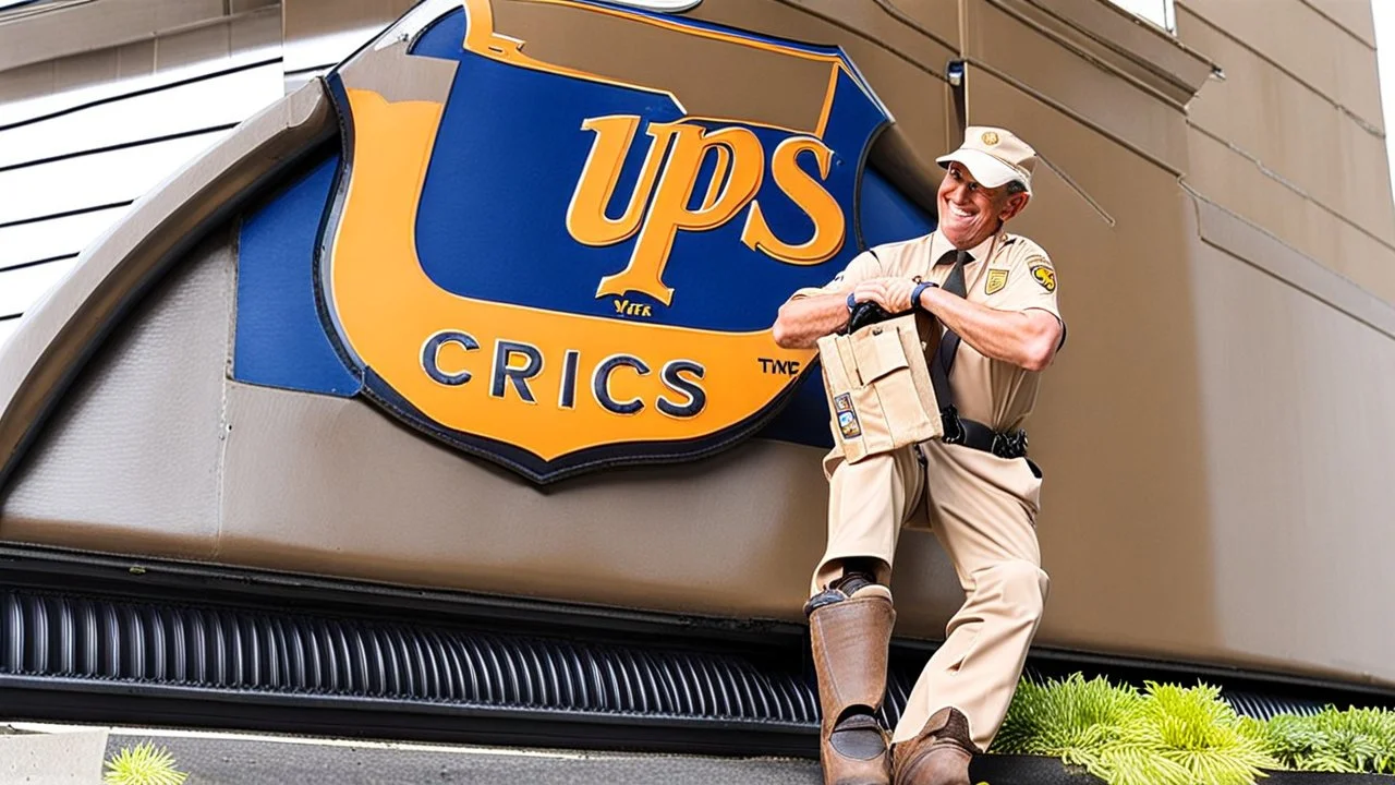 UPS guy wears crocs shoes at the gate