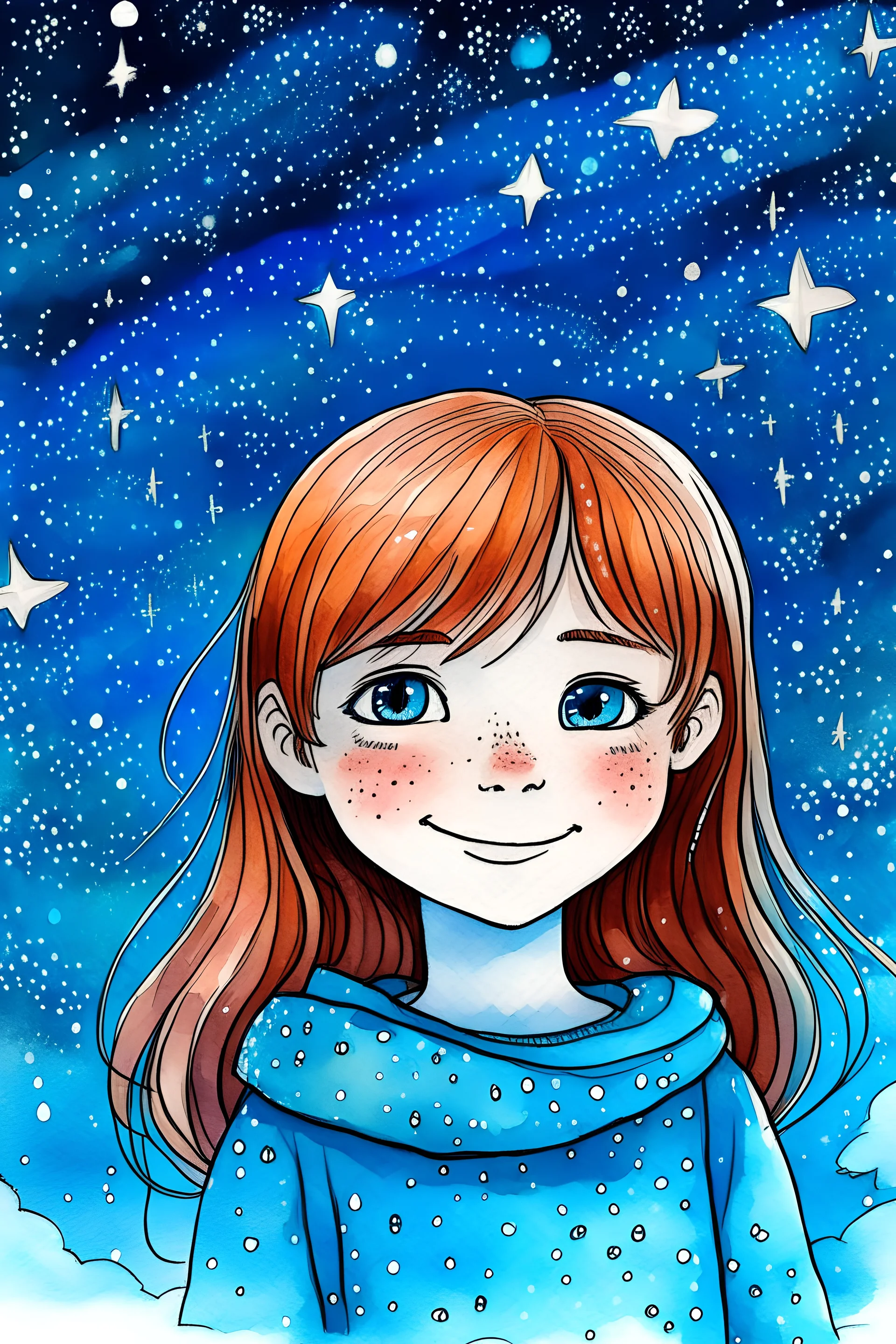 Dibujar una imagen de una nena feliz en el cielo , con las galaxyas y estrellas inspirada en la Canción de "the Beatles"Lucy in the sky whit the diamons