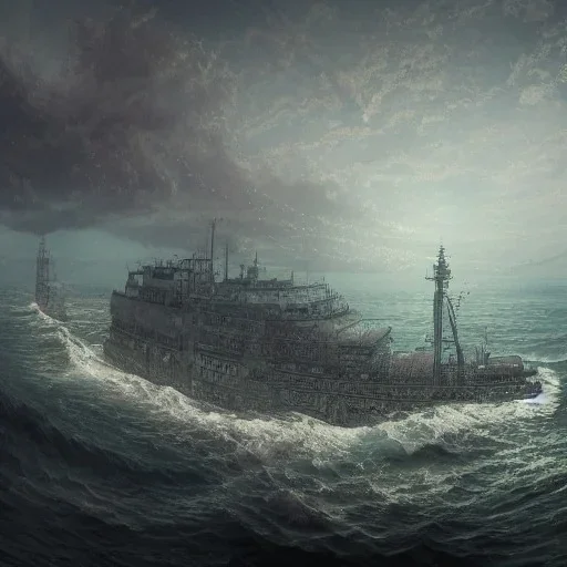 Insanely detailed photograph of an “artitcture plans of a large steamship on ocean ” with intricate waves, intricate embroidered band of stars, hyperdetailed painting by Ismail Inceoglu Huang Guangjian and Dan Witz CGSociety ZBrush Central fantasy art album cover art,8K, hdr, romantic, mysterious, ominous, flowers, jewelry, steam,oil,cafe,street vendor,steamship,D&D