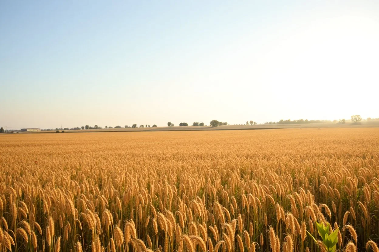 ideal farm field, sunny day, product photo setting
