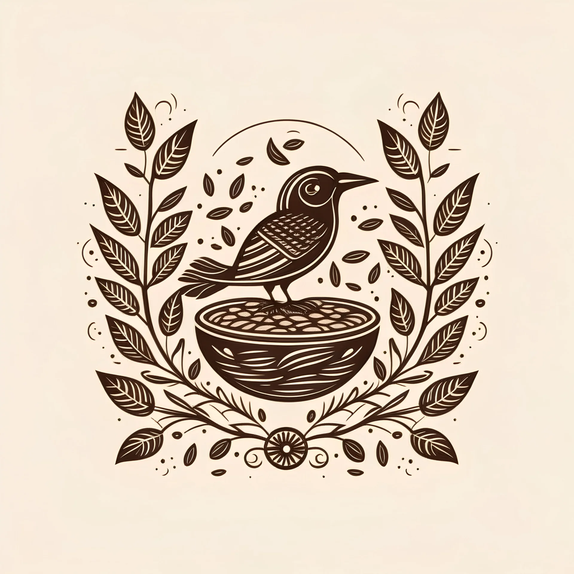 a coffee bean shaped logo with birds