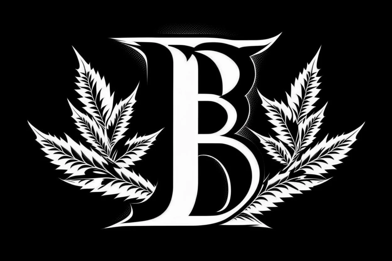 LETTER 'B' CANABIS LEAF BLACK AND WHITE RASTA