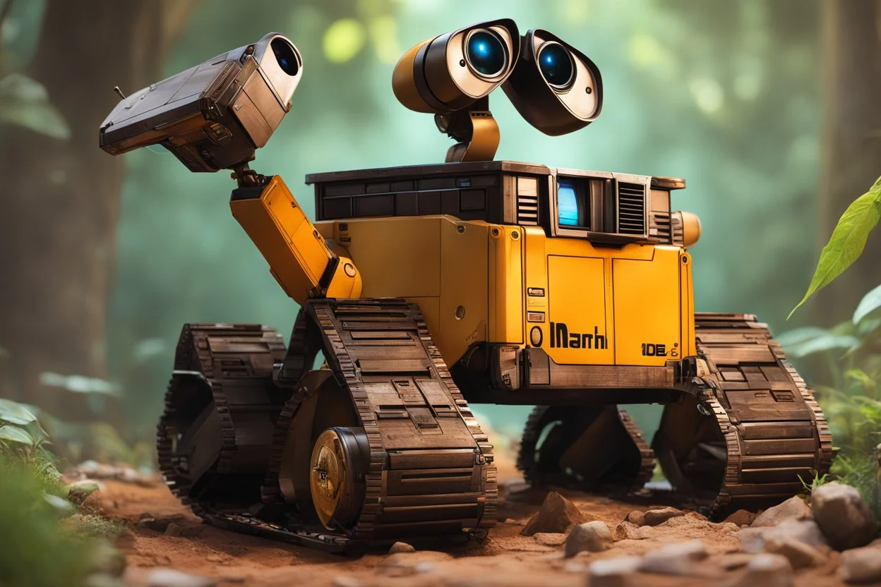 Machine in 8k WALL-E model with 2D anime artstyle, full body, intricate details, highly detailed, high details, detailed portrait, masterpiece,ultra detailed, ultra quality