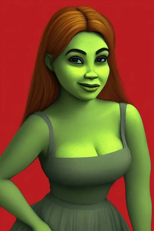 portrait, lady, full body shot, medium shot, style of shrek