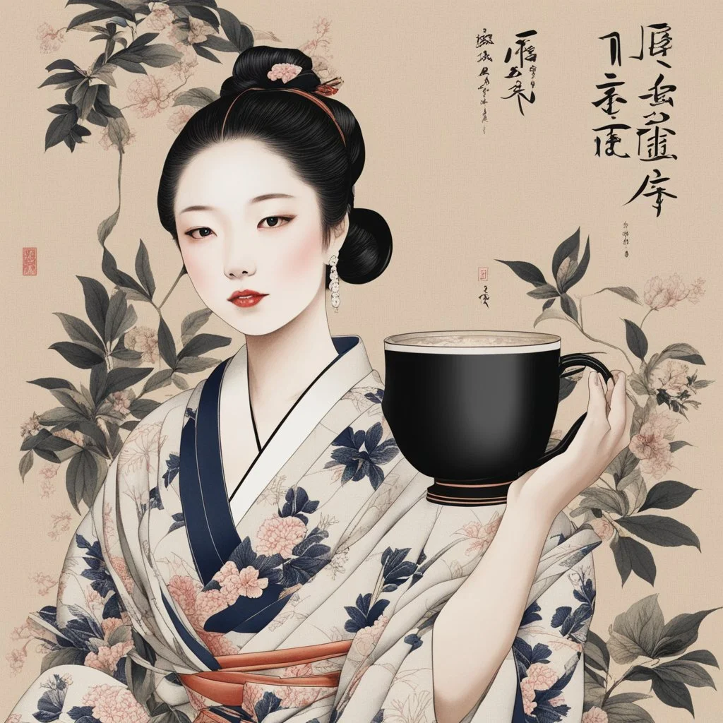 tea brand by Utamaro, text "TEA", stylish, minimal