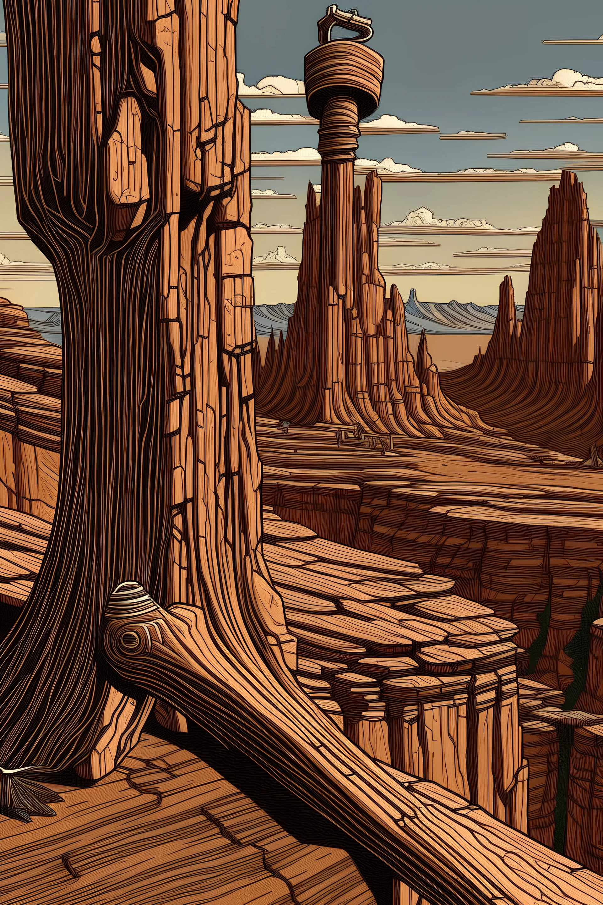 Thor’s Hammer at Bryce Canyon National Park in the style of a wood carving