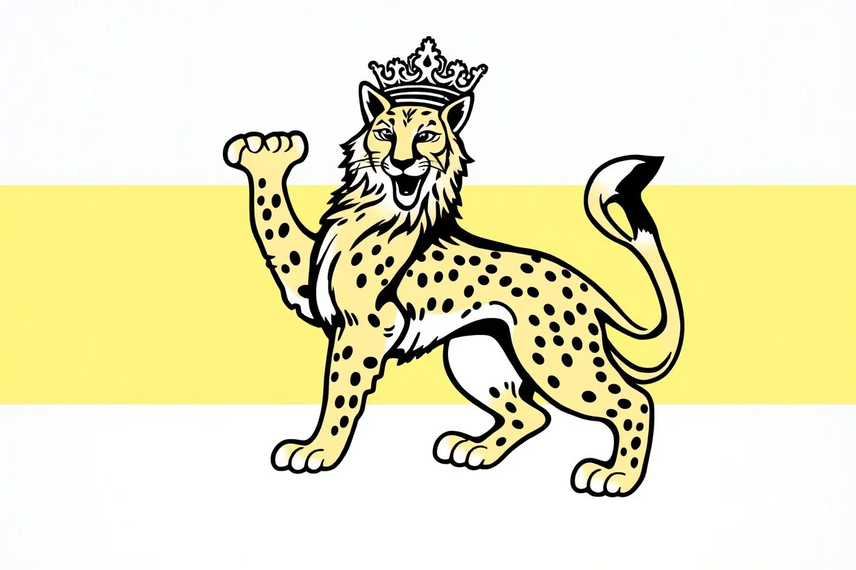 a bobcat in a royal lion position like on flags or crests, vector