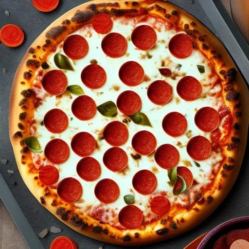 Pizza with faces as pepperoni