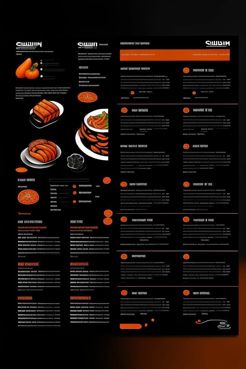 sushi Resturant menu, black and orange,