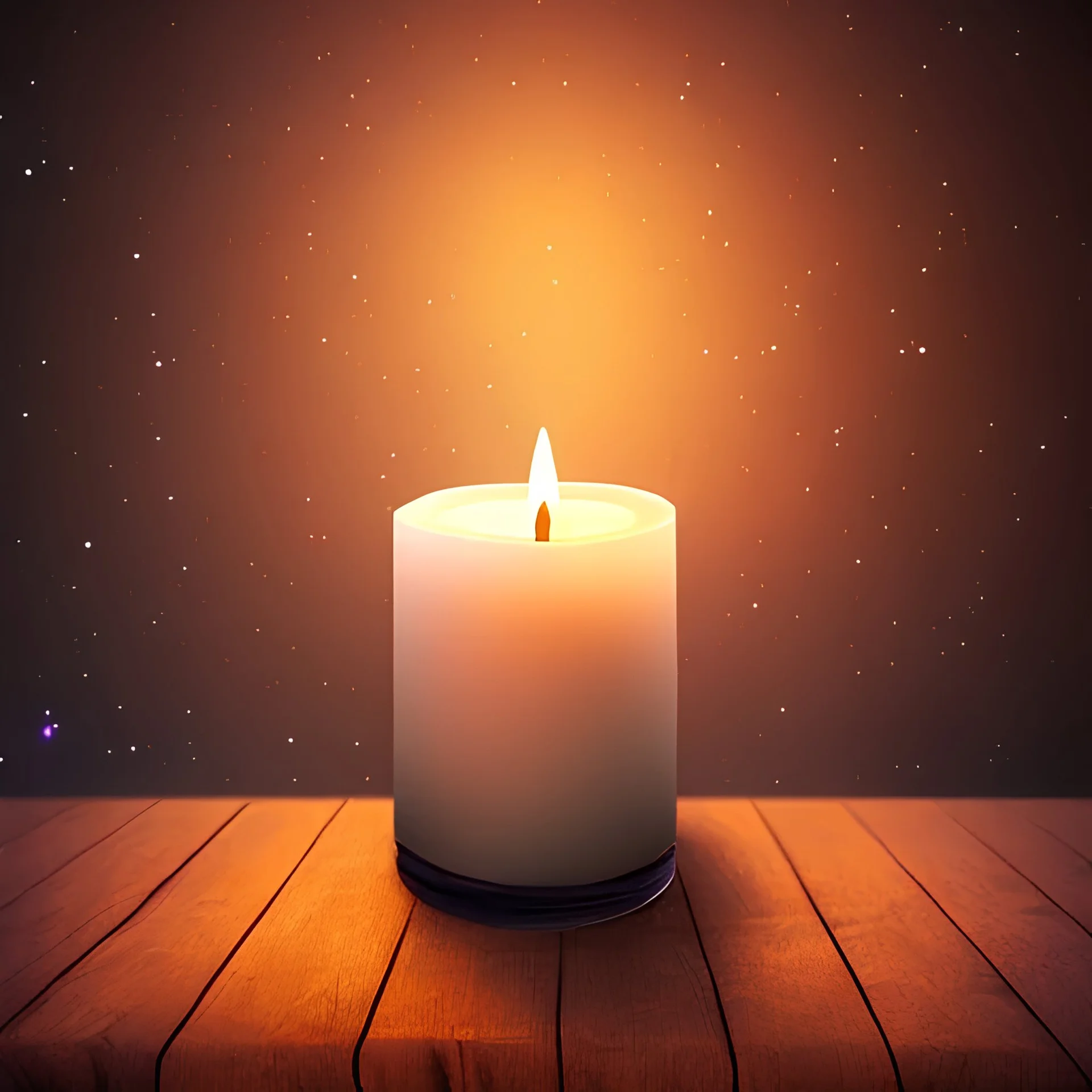 candle burning in the night sky, romantic, warm feeling