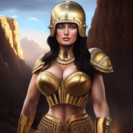 Ultra detailed fullbody Portrait in oil on canvas of busty female Roman warrior with armor,helmet,extremely detailed digital painting,ultrarealistic skin,intense stare, extremely detailed face, crystal clear eyes, mystical colors ,perfectly centered image, perfect composition, rim light, beautiful lighting,masterpiece ,8k, stunning scene, raytracing, anatomically correct, in the style of Simon Bisley and Ohrai Noriyoshi and robert e howard and Steve Jung and Wizyakuza and uncannyknack.