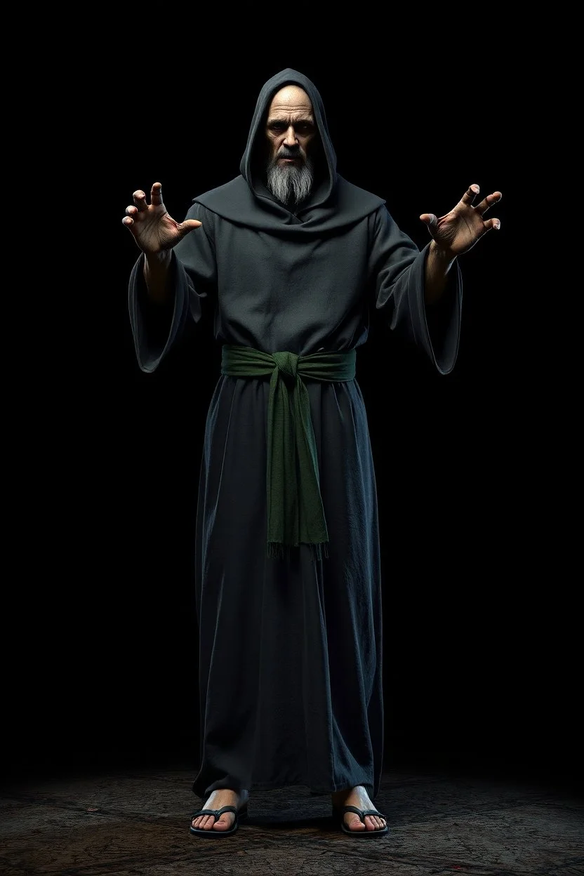 russian monk for a horror , silent hill style, 3d model, t-pose, full length