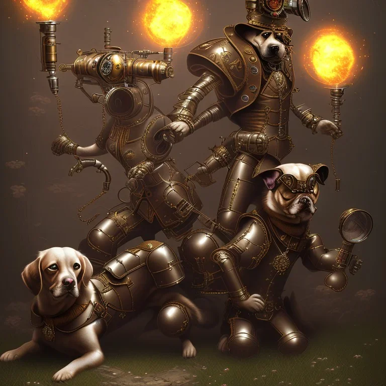 Combat de chiens steampunk