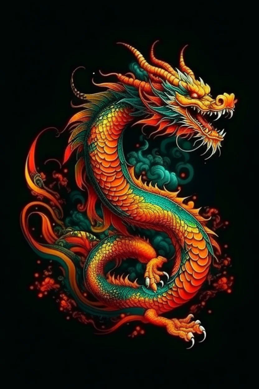 Beautiful Chinese dragon symbol reburn from flam