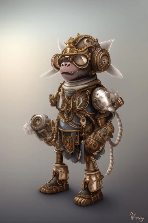 cute steampunk mechanical monkey with wings