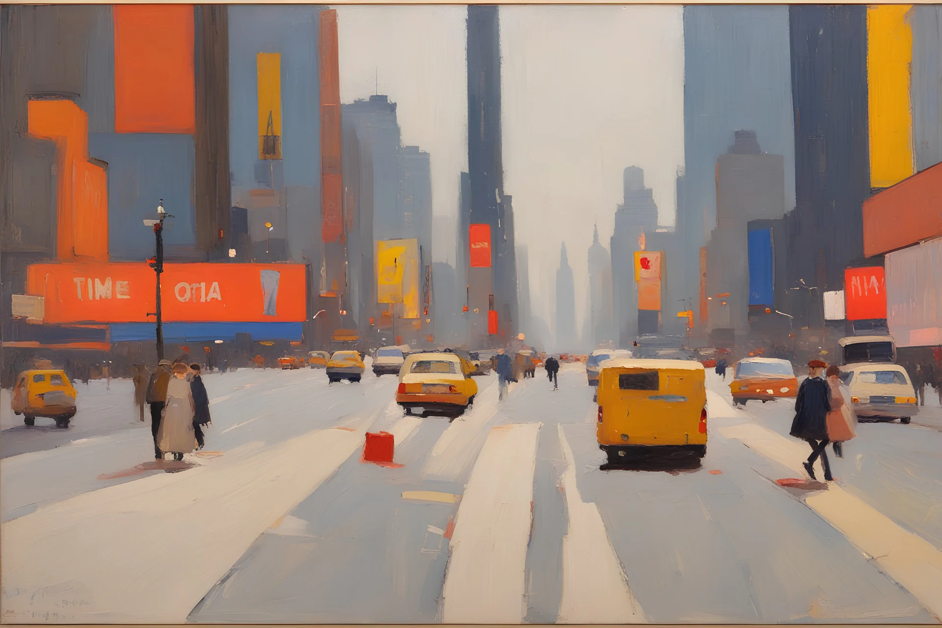 Euan Uglow oil painting Times Square traffic