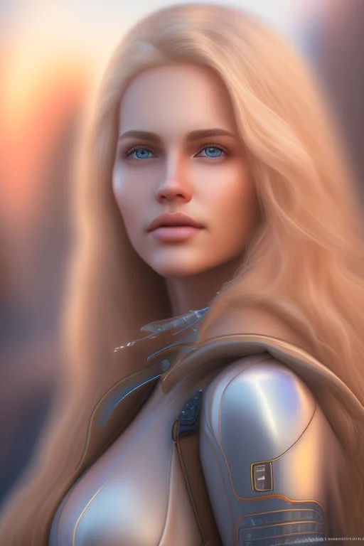 Ultra realistic photo beautiful blonde woman HOF, professional photographer, captured with professional DSLR camera, trending on Artstation, 64k, ultra detailed, ultra accurate detailed, bokeh lighting, surrealism, Thomas Kinkade background, intricate, epic, peach fuzz, detailed ,full size, science, technology,future,electric ,futuristic style, design, practicality,manufactura