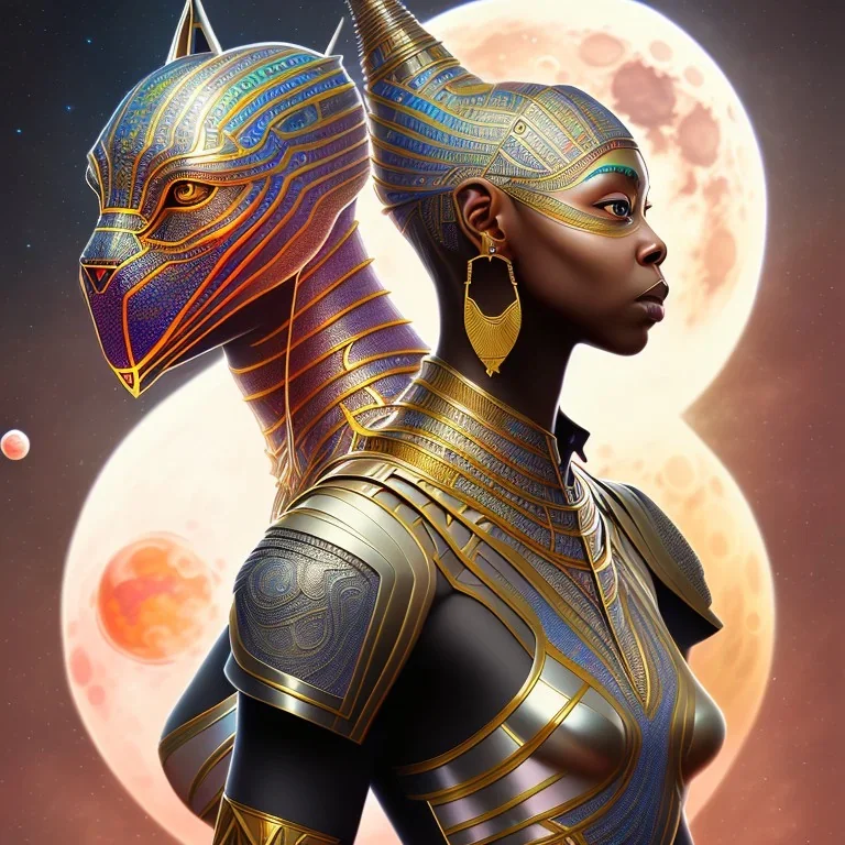 sango fantasy, fantasy magic, intricate, sharp focus, illustration, highly detailed, digital painting, concept art, matte, artgerm and paul lewin and kehinde wiley, masterpiece Asian black panther Egyptian pyramid silver space lady space blood moon galaxy