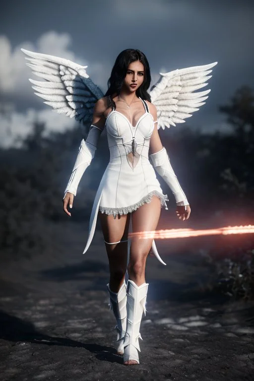 angel, demon, angel demon hybrid, half angel, half demon, black angel wings, white demon wings, black and white, balance, horns, armor, noble clothes, black and white armor, black and white clothes