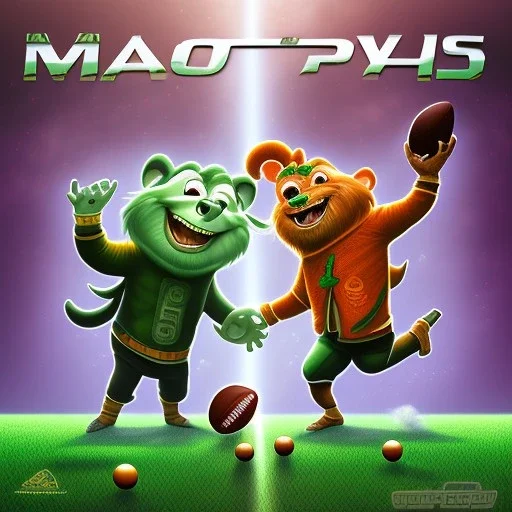 a game of football being played by leprechauns