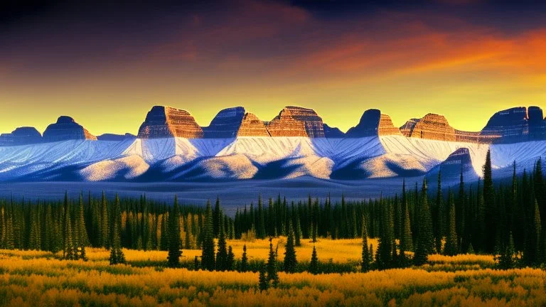 rocky mountains behind the Alberta prairie